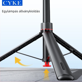 Cyke szelfi pálca arcfelismeréssel és automata követéssel, tripod élő közvetítéshez, telefon-tartó, test alumínium ötvözetből, Bluetooth távirányító, modell TT07