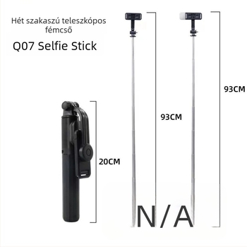 Q07 Bluetooth mobil selfie-stativ – Alumíniumötvözet + ABS, távirányítóval, beépített fény, képstabilizáció