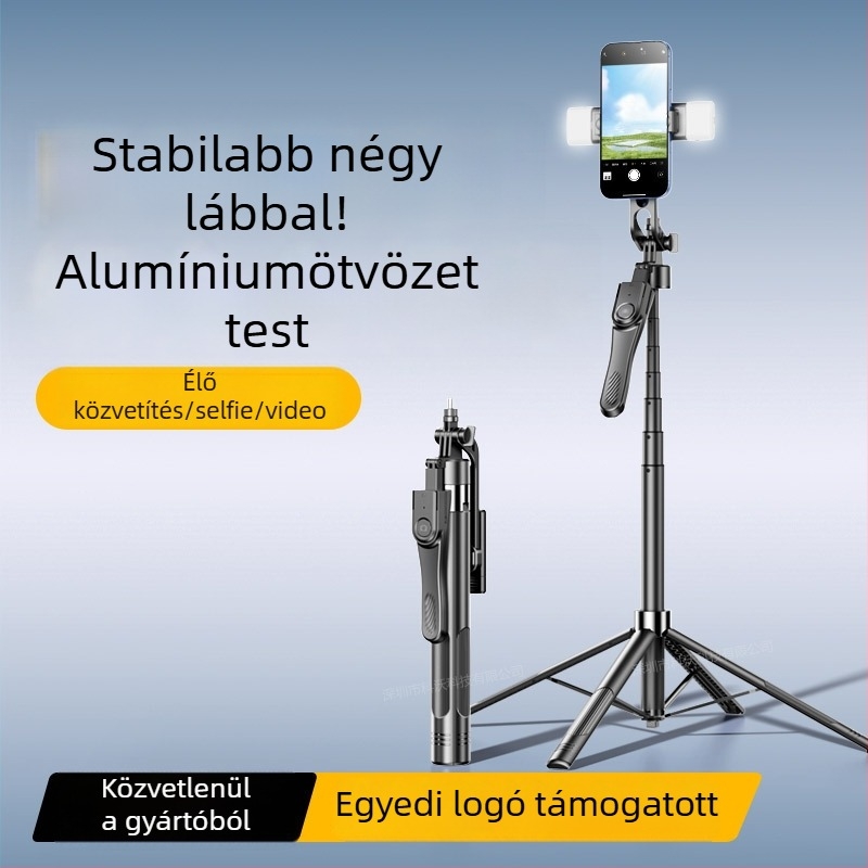 CRENOV Négytengelyes Gimbal Selfie Stick, Alumínium‑Ötvözet + ABS, Bluetooth Távirányító, Rezgéscsillapítás, Kitöltő Fény
