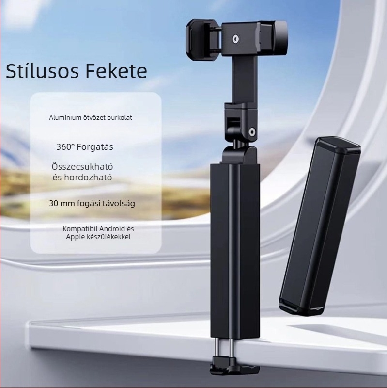 Felső felvételi állvány mobiltelefonhoz, hordozható, 360° forgás, műanyag