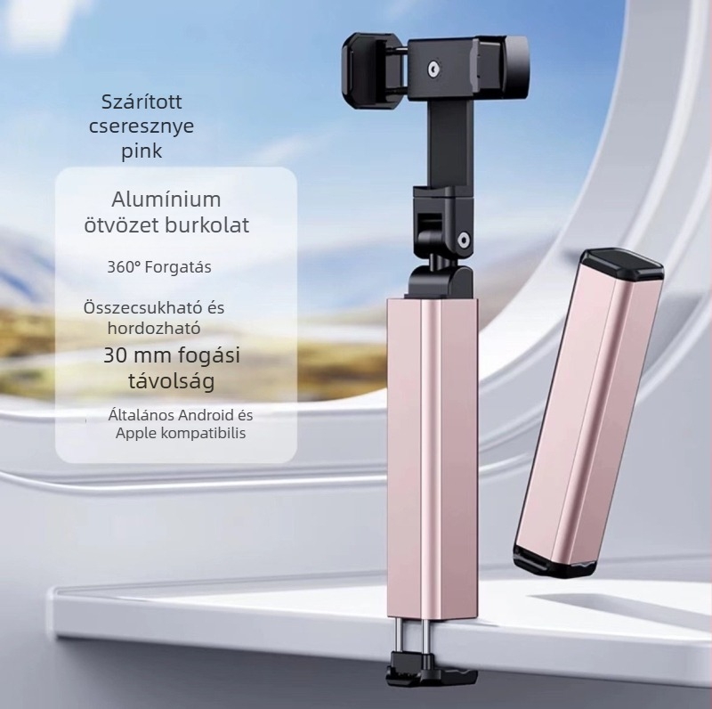Felső felvételi állvány mobiltelefonhoz, hordozható, 360° forgás, műanyag