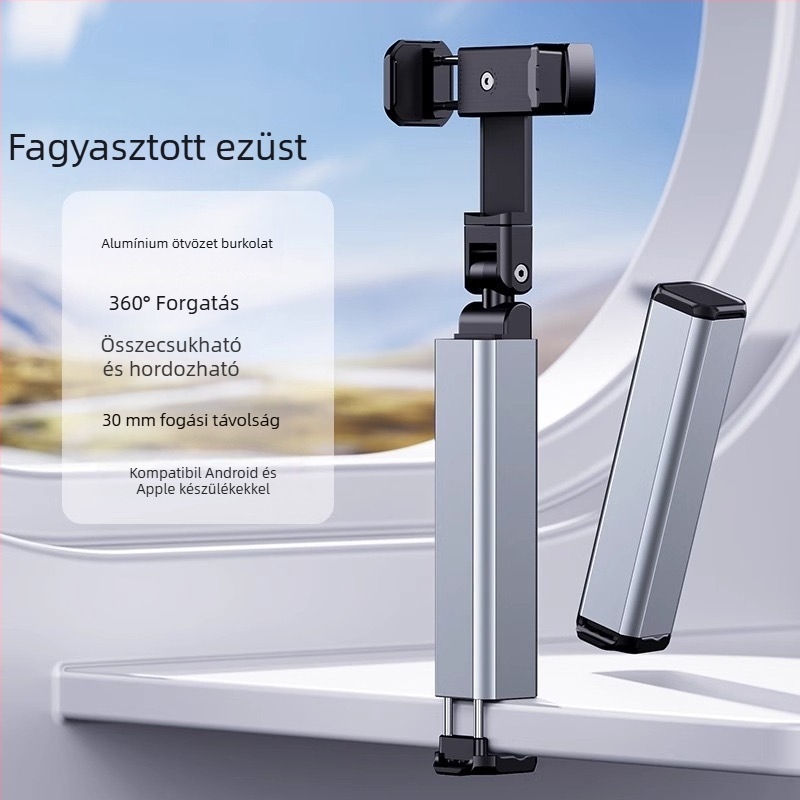 Felső felvételi állvány mobiltelefonhoz, hordozható, 360° forgás, műanyag