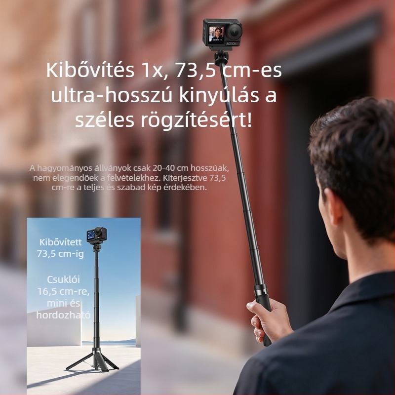 Hordozható Selfie Stick, L5pro Standard Edition, univerzális a DJI Action 6/54 Pro és Shadow Stone GoPro-hoz, Alumíniumötvözet, OEM/ODM logó