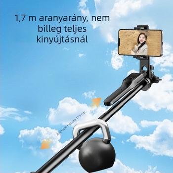 Fém selfie bot telefonhoz – alumínium ötvözet, Bluetooth távirányító, univerzális kompatibilitás, anti‑remegés stabilizáció, testreszabható
