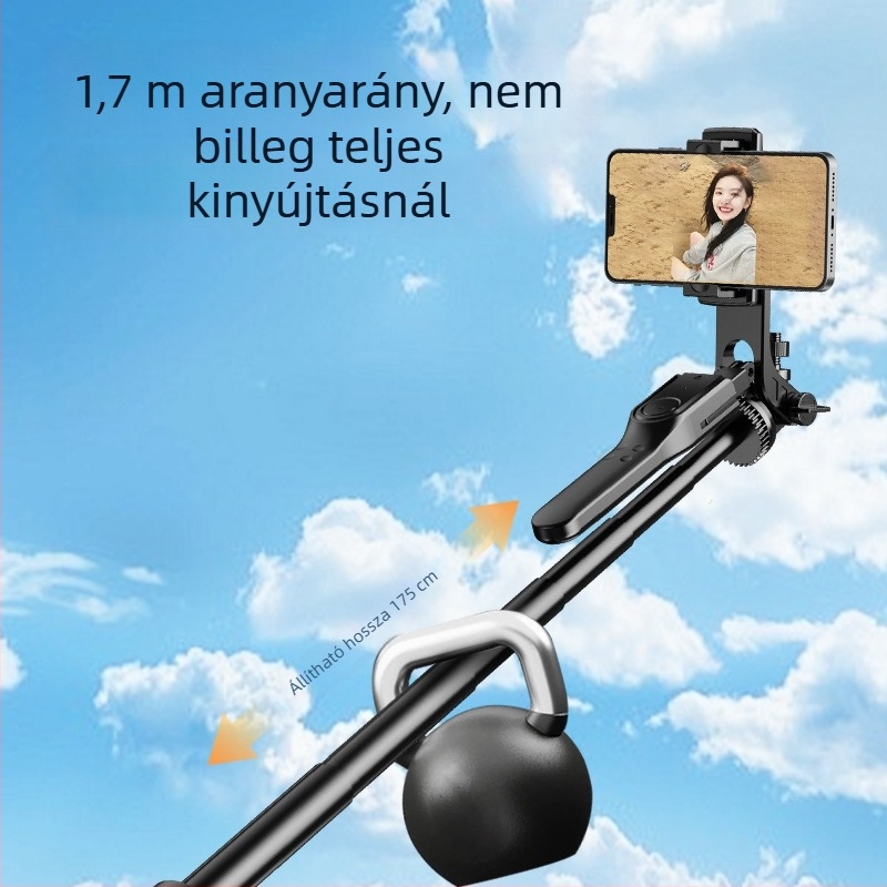 Fém selfie bot telefonhoz – alumínium ötvözet, Bluetooth távirányító, univerzális kompatibilitás, anti‑remegés stabilizáció, testreszabható