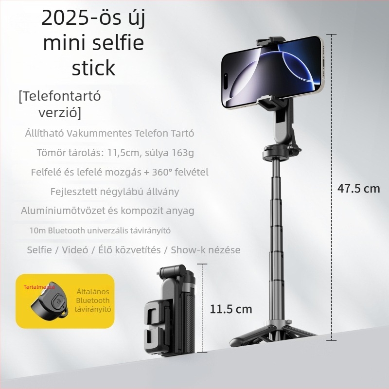 Selfie bot 3-in-1 mágneses rögzítéssel, távirányítóval és Bluetooth-szal, ABS + alumíniumötvözetből