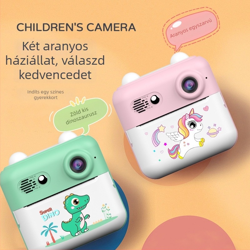 Gyermekek számára készített azonnali fényképnyomtató – kompakt mini nyomtató nagy felbontással, A22C modell, 24 MP, 2,4 hüvelykes LCD, TF-kártya, akkumulátor üzemideje 3 óra.