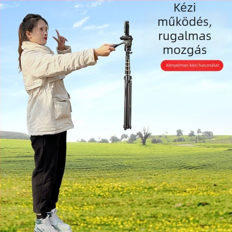 Összecsukható állvány mobiltelefonhoz és tabletához, 3D gimbal, 5 részes, alumínium ötvözet, gyorskioldó tálca, teherbírás max. 2 kg