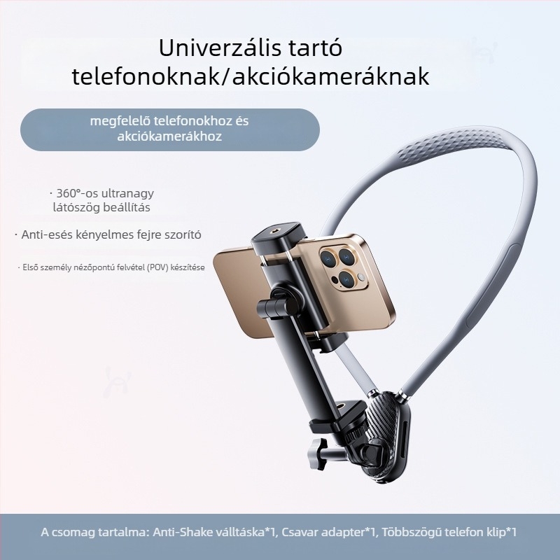 Xinlin Mágneses nyakpánt akciókamerákhoz - Szilikon+PC, univerzális, rezgéscsillapító