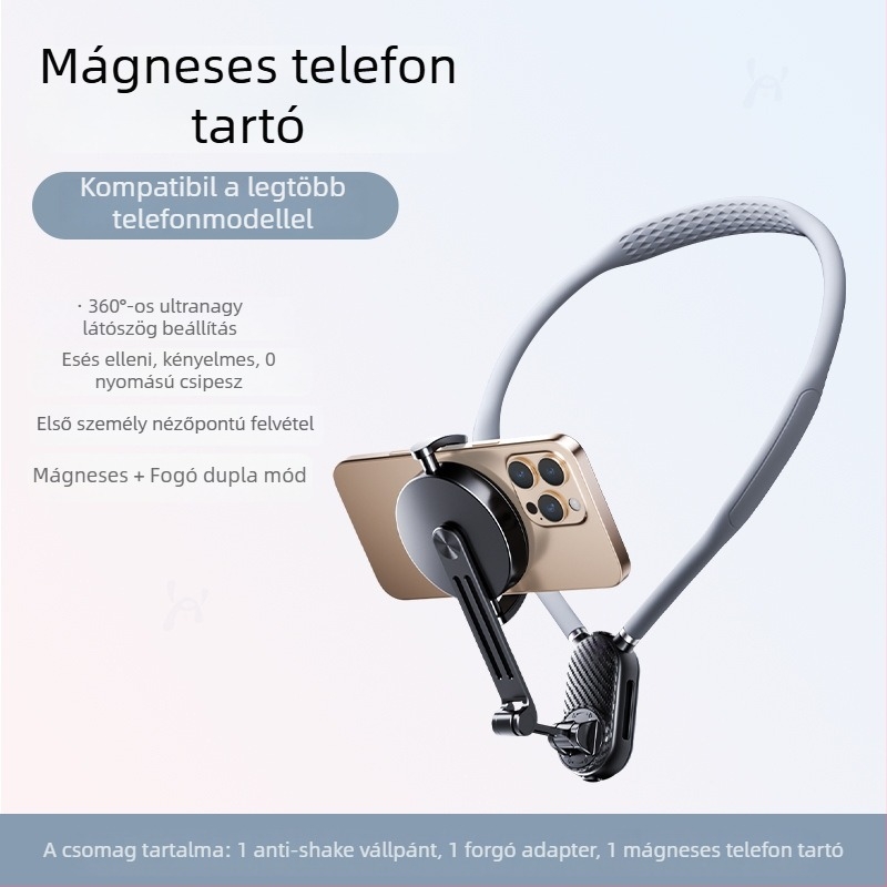 Xinlin Mágneses nyakpánt akciókamerákhoz - Szilikon+PC, univerzális, rezgéscsillapító