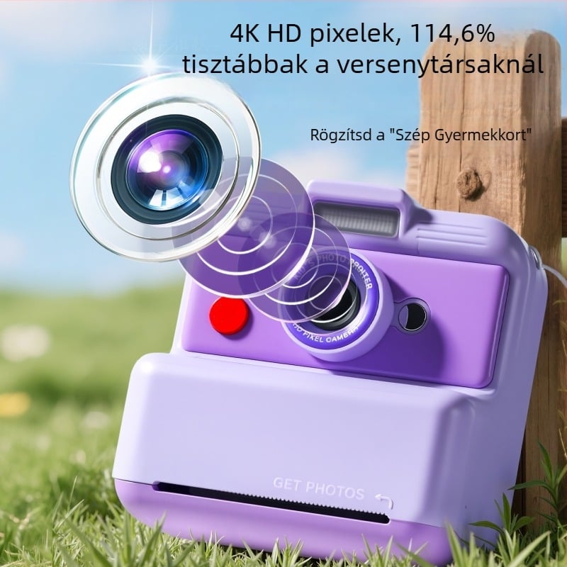Gyerekeknek szóló mini Polaroid-stílusú nyomtató kamera, 2,4 hüvelykes LCD, 800–1000 px felbontás, TF-kártya, ABS test, modell Cd-W8