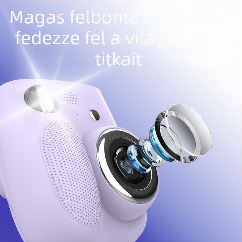 Gyerekeknek szóló Polaroid-stílusú nyomtató kamera – Mini intelligens X3, LCD 2.4'', 4800 pixel felbontás, 1300 mAh akkumulátor, memória-kártya támogatás