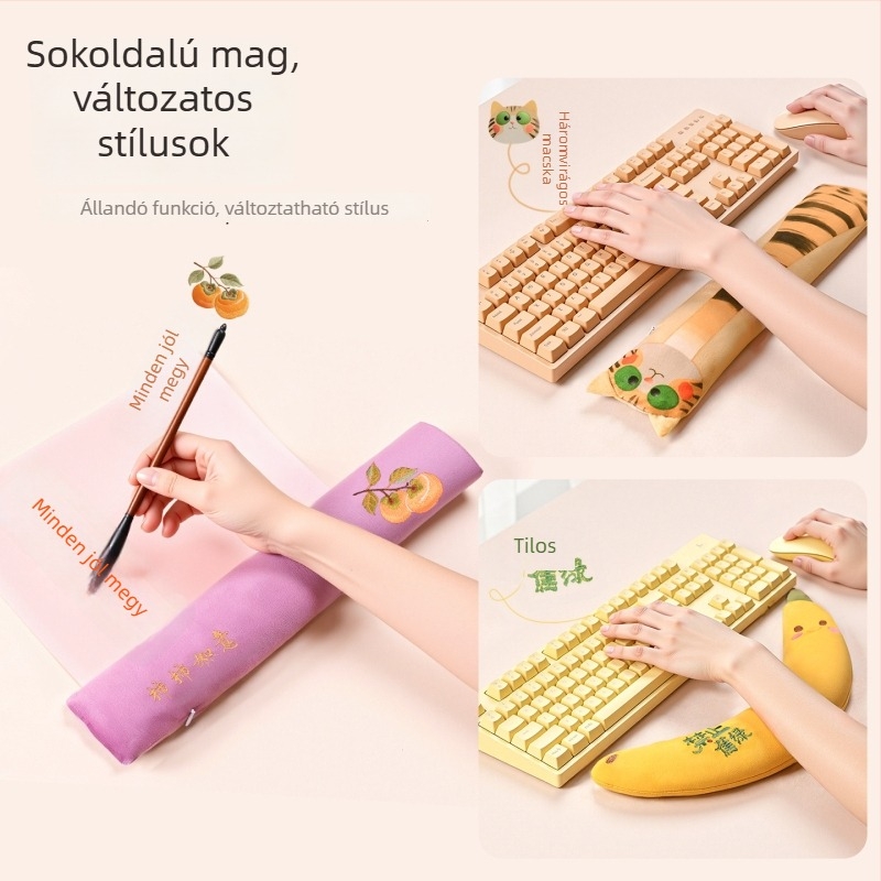 Billentyűzet csuklótámasz gyógynövényes töltettel, velúr hímzett masszázspárna, kétoldalas, kézzel készült, testreszabható