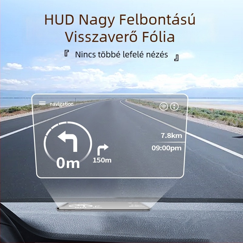HUD reflexiós film a Head-Up Displayhez és navigációs vetítéshez autókban, univerzális telefontartó