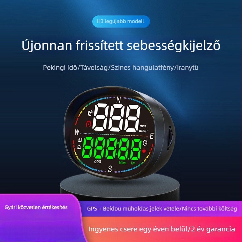 Autó HUD-kijelző GPS-szel, többfunkciós, nagy pontosságú sebességmérő; univerzális használat autókhoz, elektromos járművekhez és kerékpárokhoz.