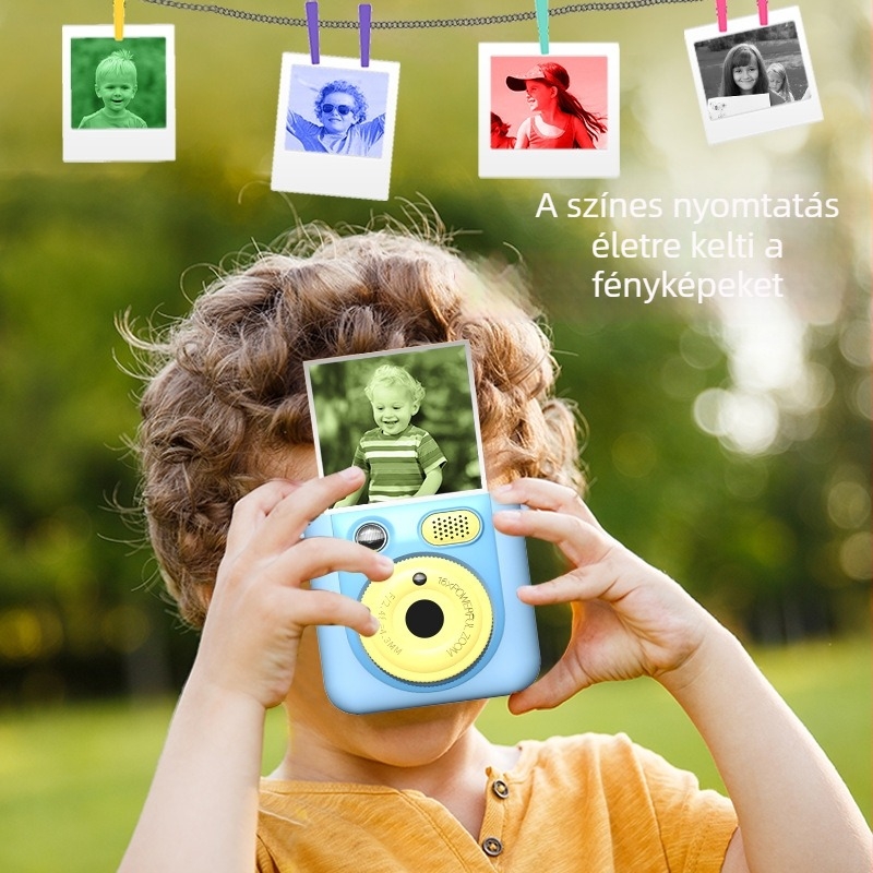Abs-681 Gyerekeknek Szánt Polaroid Nyomtató Kamera — 1080p videó, 2,4 hüvelykes IPS HD kijelző, több mint 40 MP fénykép, memóriakártya-támogatás