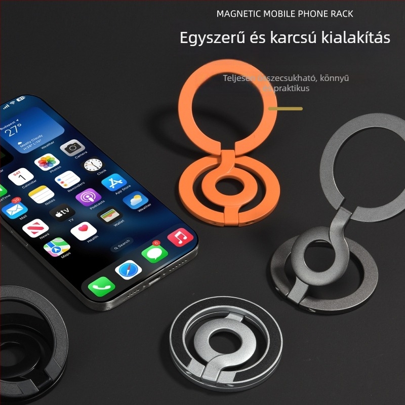 MagSafe mágneses telefon-tartó | kettős oldalú, fémből készült autó- és asztali állvány, hordozható, összecsukható