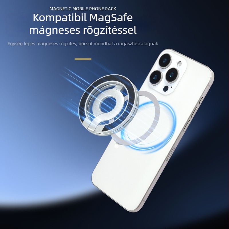 MagSafe mágneses telefon-tartó | kettős oldalú, fémből készült autó- és asztali állvány, hordozható, összecsukható