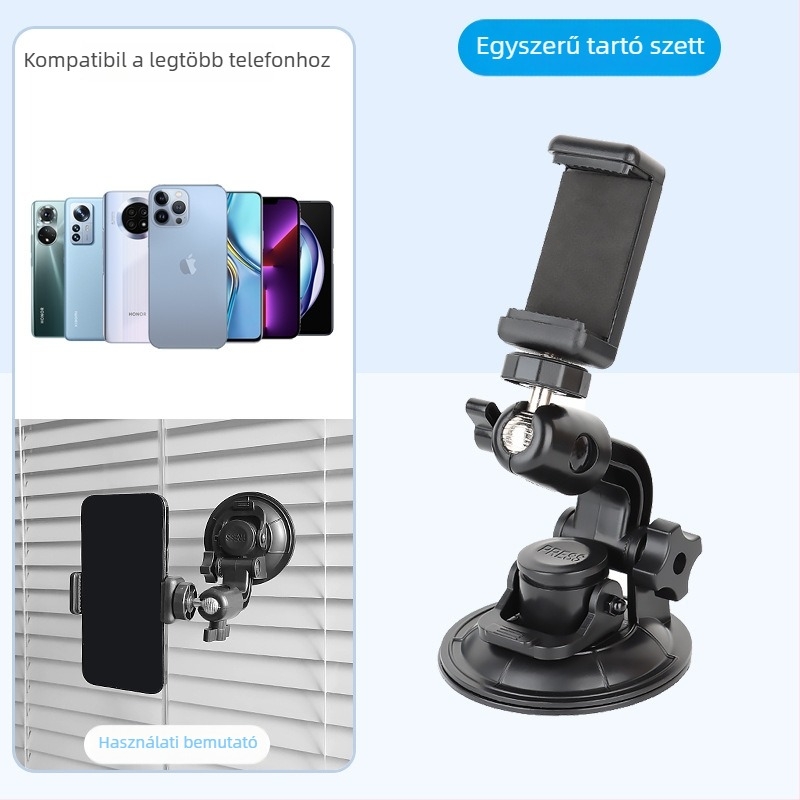 Autótelefon-tartó vákuumos rögzítéssel navigációhoz és videózáshoz (Típus: Autó tartó; Anyag: Műanyag; Stílus: Általános)