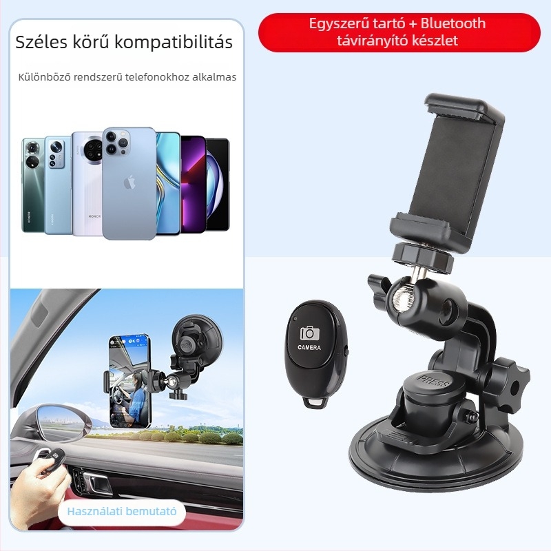 Autótelefon-tartó vákuumos rögzítéssel navigációhoz és videózáshoz (Típus: Autó tartó; Anyag: Műanyag; Stílus: Általános)