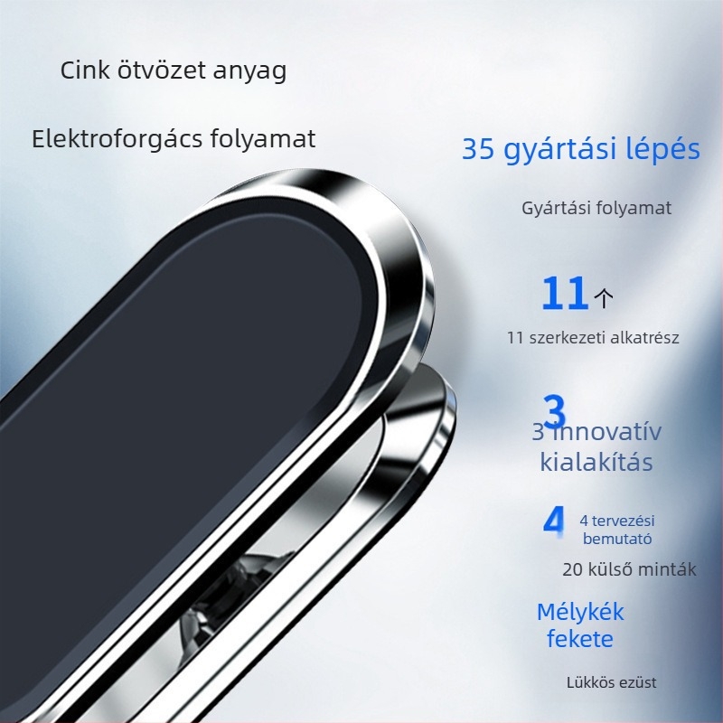 Mágneses autós telefontartó 360°-os forgással, ragasztóval rögzíthető — universal, ötvözetből készült