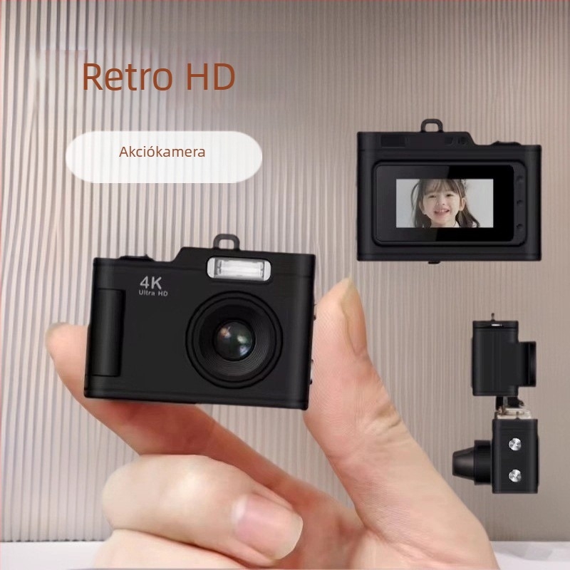 4K zsebkamera képstabilizálással, vízálló, 0,96 hüvelykes LCD-kijelző, microSD tárhely, videófelvétel és fénykép készítés