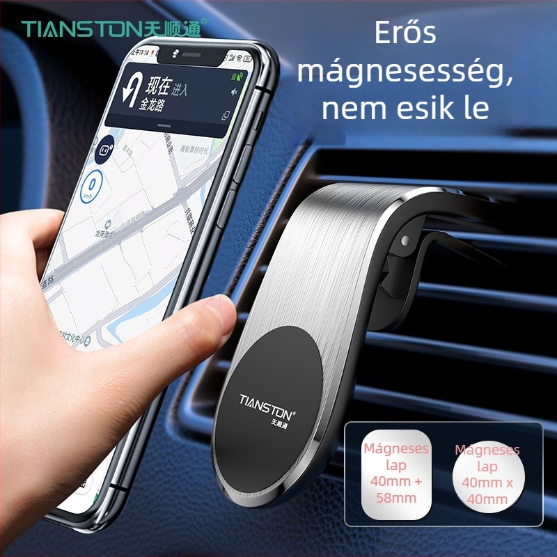 Autó légkivezetőhöz mágneses telefontartó, multifunkcionális, modell F3, ötvözet