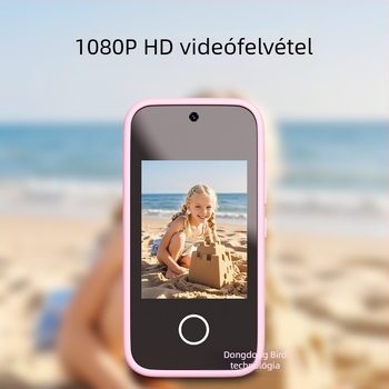 Gyerekeknek készült kamerás telefon érintőképernyővel, többfunkciós játékkamera, 1–5 MP, TF-kártya tárhely, ABS ház, akkumulátoros üzemidő 1–3 óra