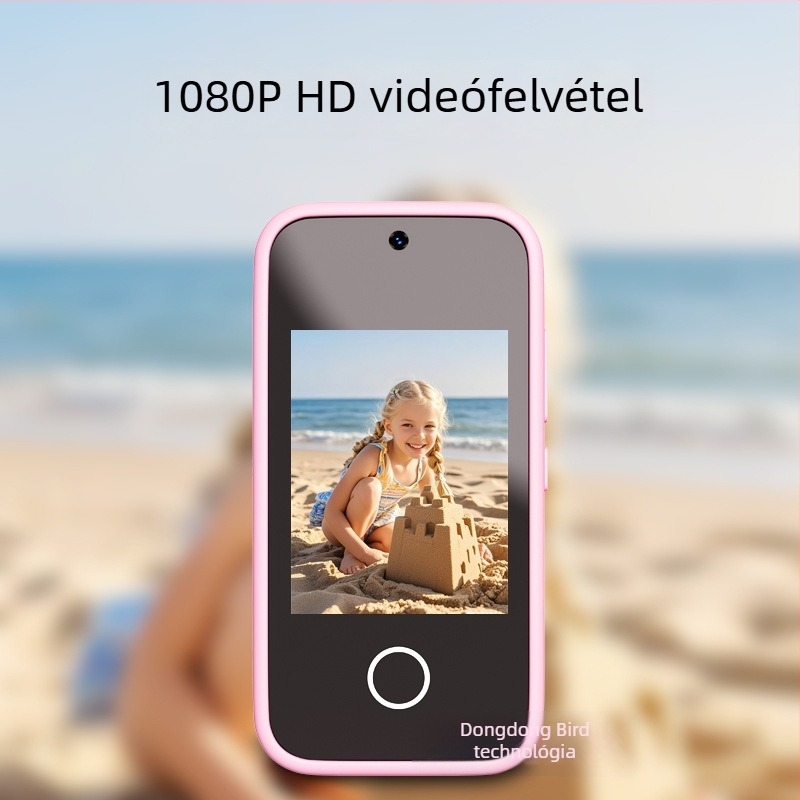 Gyerekeknek készült kamerás telefon érintőképernyővel, többfunkciós játékkamera, 1–5 MP, TF-kártya tárhely, ABS ház, akkumulátoros üzemidő 1–3 óra