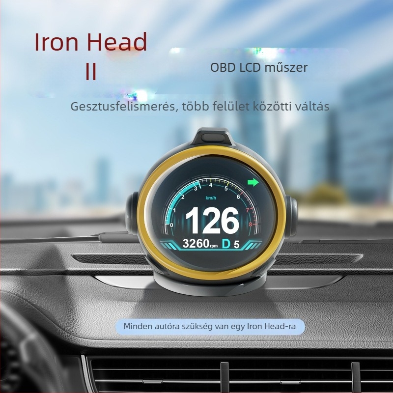 OBD LCD mérőeszköz Iron Head Type II járművekhez — LCD kijelző, OBD interfész táplálása, OBDII-kompatibilis