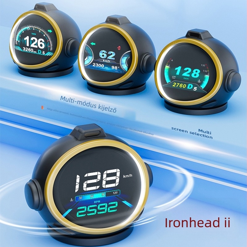 OBD LCD mérőeszköz Iron Head Type II járművekhez — LCD kijelző, OBD interfész táplálása, OBDII-kompatibilis