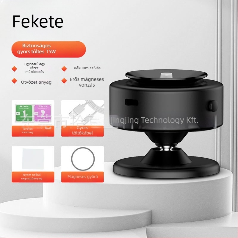 Autós telefon-tartó 360°-os forgatással, mágneses vezeték nélküli töltéssel és vákuumos rögzítéssel