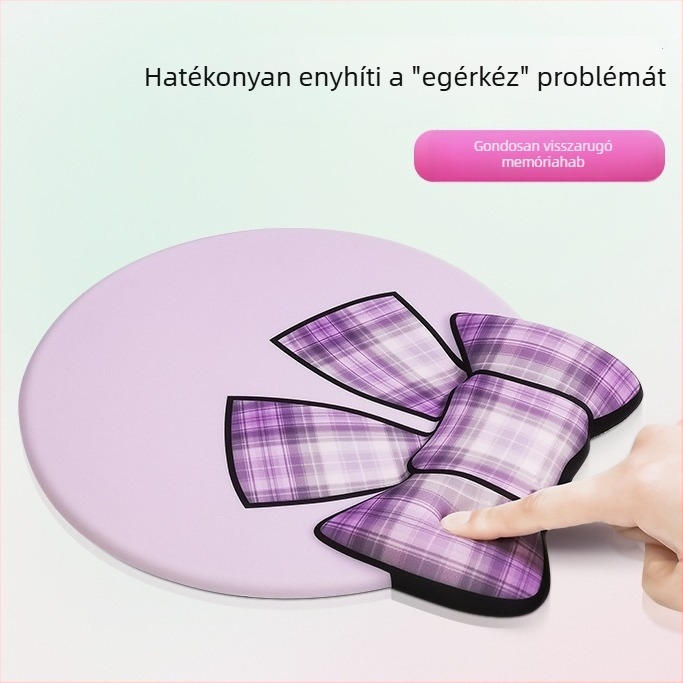 Egérpad csuklótámasz, memóriahab, természetes kaucsuk, masni dizájn, 3D INS stílus