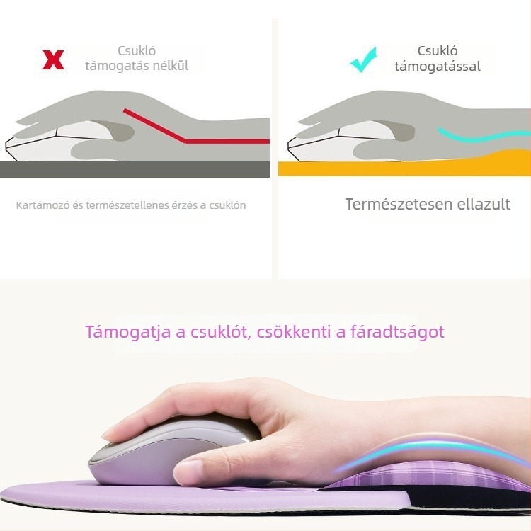 Egérpad csuklótámasz, memóriahab, természetes kaucsuk, masni dizájn, 3D INS stílus