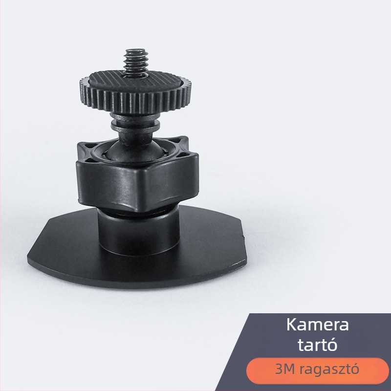 Autóba szerelhető kamera tartó mini pan-tilt, 1/4 hüvelykes csavaros csatlakozással, univerzális műanyag tartó 3M ragasztóval