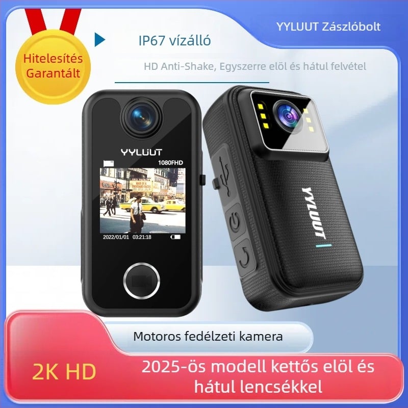 Motorkerékpár dash cam L9 – 140° látószög, 800 000 képpont, SD-kártya támogatás 64 GB-ig, vízálló, HD stabilizáció