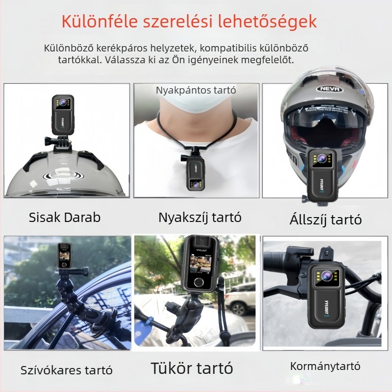 Motorkerékpár dash cam L9 – 140° látószög, 800 000 képpont, SD-kártya támogatás 64 GB-ig, vízálló, HD stabilizáció