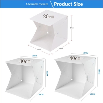 Mini hordozható összecsukható LED fénydoboz háttéranyaggal a still life fotózáshoz