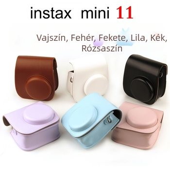 Instax Mini 11 bőrtáska kamera számára — PU bőr, vízálló, lopás elleni védelem, keresztpántos stílus, modell INSTAX MINI11