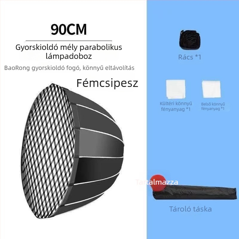 Softbox világítótest, textil felépítésű, professzionális fotózáshoz, hálóval, súly 1.5