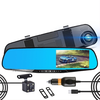 Kettős objektívű autós DVR beépített visszapillantó tükrökkel, 1080p felbontás, 140° látószög, parkolófigyelés