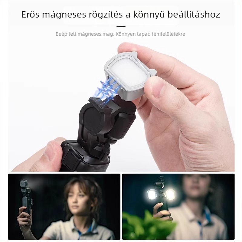 Mágneses LED töltőfény DJI Pocket3 és OSMO Pocket2-höz — mágneses rögzítés, kompakt vlog világítás