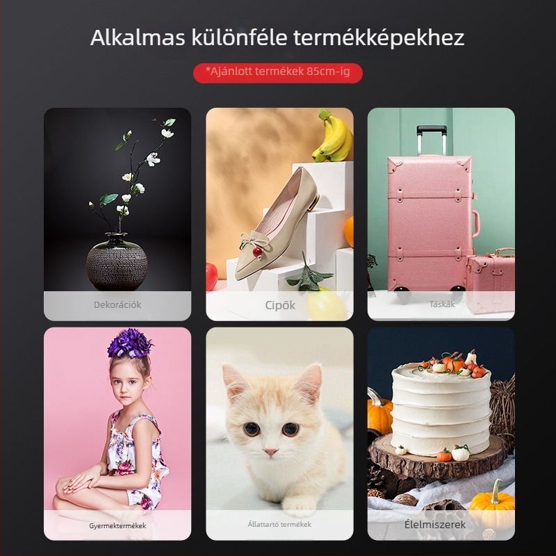 Kis stúdió LED világítási készlet softbox-szal | Anyag: poliészter + LED panel | (Specifikációk: nagy; Súly: 8,8 kg)