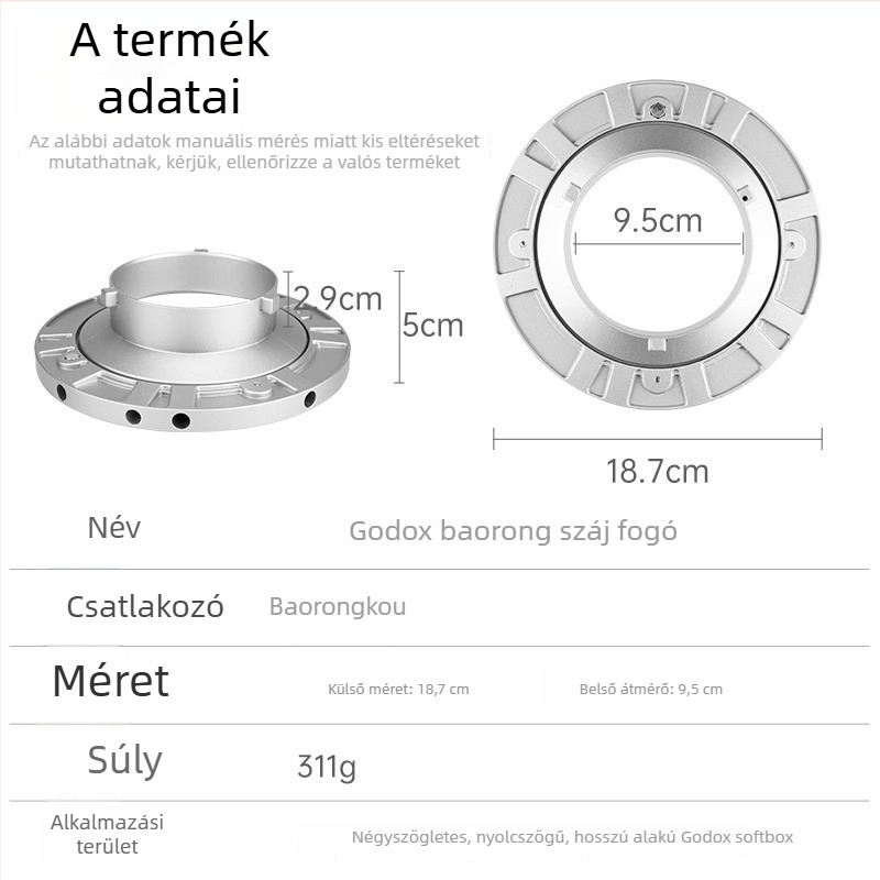 Godox Shenniu Soft Light Tool — Alumínium ötvözet, Maximális teher 2 kg alatt