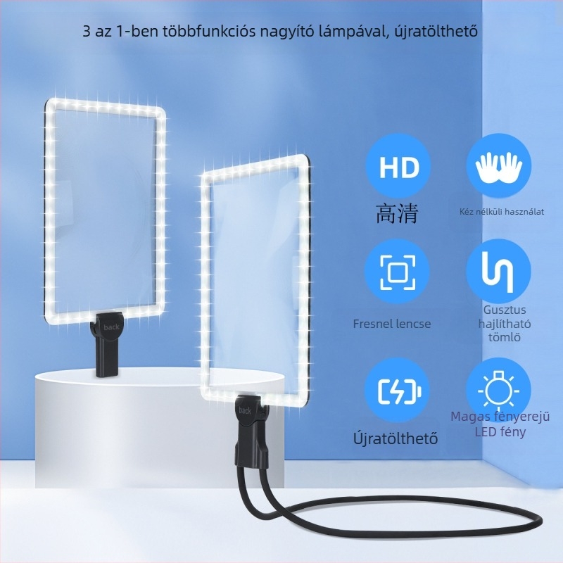 Nyakba akasztható LED-es nagyító, nagy HD lencsével, olvasáshoz könyveket és újságokat — Vrplayers Vr05