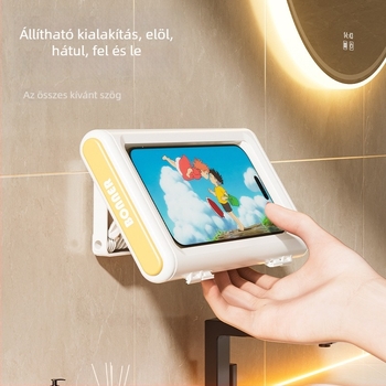 Fali telefon-tartó – forgatható, vízálló és anti-fog, fürdőszobába és konyhába