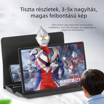 Asztali telefontartó képernyőnagyítóval (vízszintes és függőleges pozícióhoz), Anyag: ABS + akril lencse, Modell BL-6609, Univerzális kompatibilitás