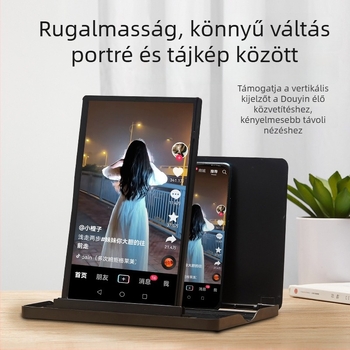 Asztali telefontartó képernyőnagyítóval (vízszintes és függőleges pozícióhoz), Anyag: ABS + akril lencse, Modell BL-6609, Univerzális kompatibilitás