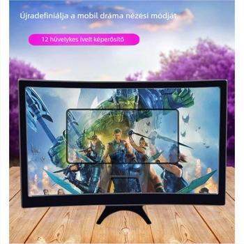 T6 12 hüvelykes görbe képernyőnagyító okostelefonhoz, multifunkcionális asztali tartó