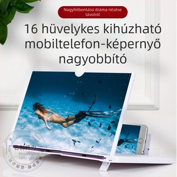 Mobiltelefon-képernyő nagyító, kihúzható dizájn, WL838, műanyag test, kompatibil Samsung, Huawei és Apple, testreszabás támogatott, minden helyzetben használható